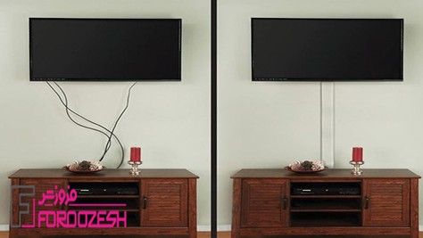 استفاده از داکت برای پوشاندن سیمهای پشت تلویزیون