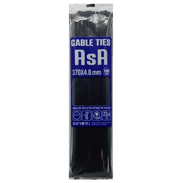 بست کمربندی آسا (ASA) 37 سانتی متری عرض4.8 رنگ مشکی 